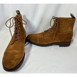 NWOB Polo Ralph Lauren Bryson Cap Toe Boot Mens 14 Brown Suede Chelsea Lace Up